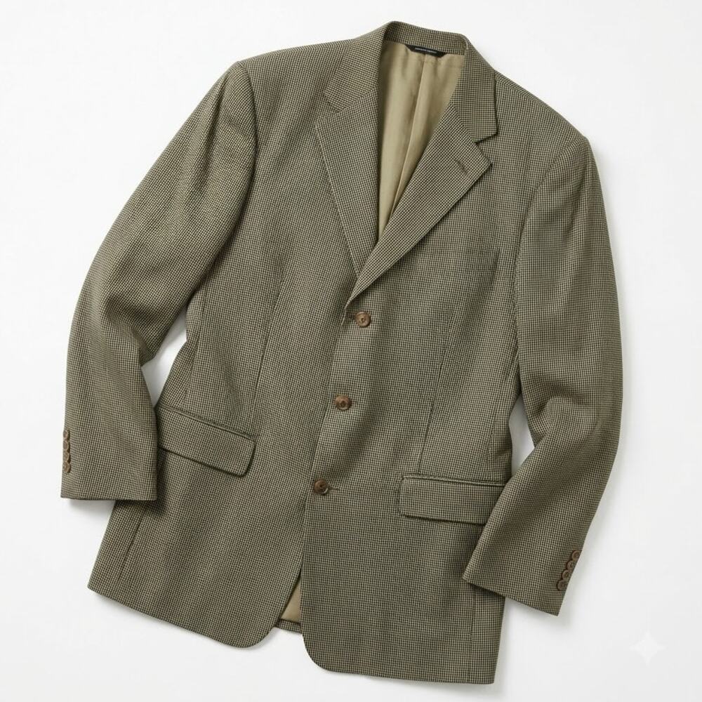 Brooks Brothers Worsted Wool Sport Coat Gray Houndstooth Mens Size 42L 42 Long